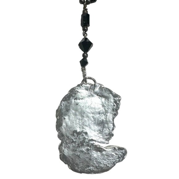Art Nuveau Clay Lady Pendant with Artisan Crafted with Crystal Beaded Necklace - Picture 9 of 9